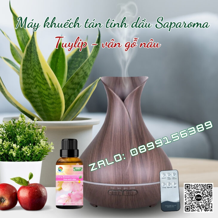 (TẶNG TINH DẦU) Máy khuếch tán tinh dầu phun sương Saparoma Led 7 màu, thơm phòng, hỗ trợ khử mùi