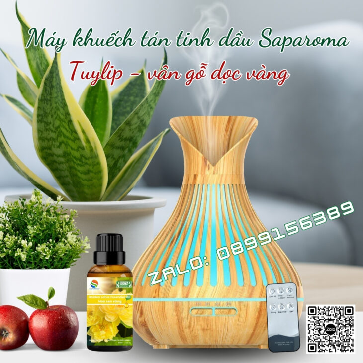 (TẶNG TINH DẦU) Máy khuếch tán tinh dầu phun sương Saparoma Led 7 màu, thơm phòng, hỗ trợ khử mùi