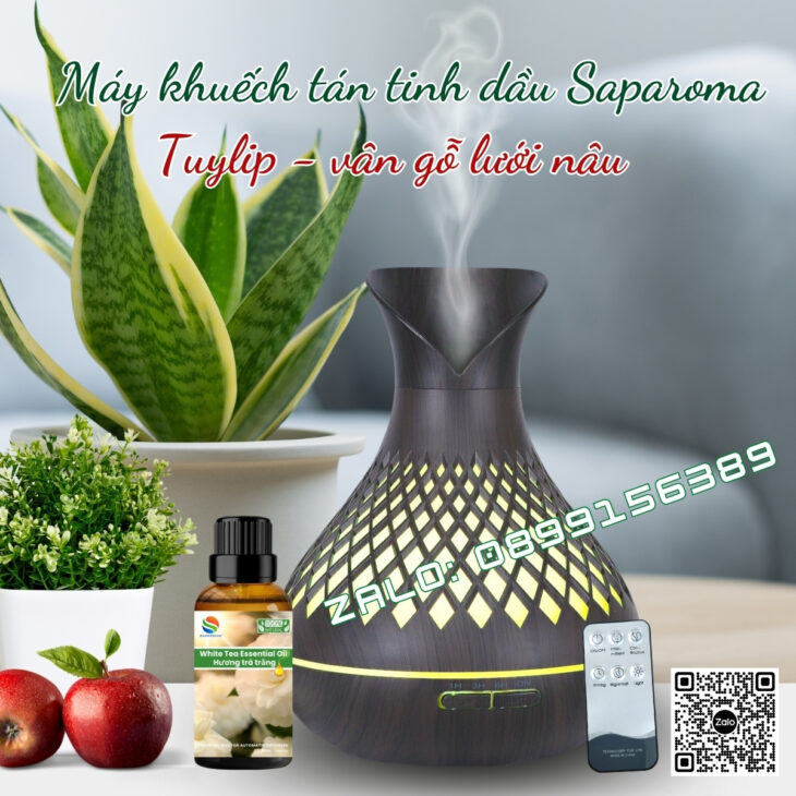 (TẶNG TINH DẦU) Máy khuếch tán tinh dầu phun sương Saparoma Led 7 màu, thơm phòng, hỗ trợ khử mùi