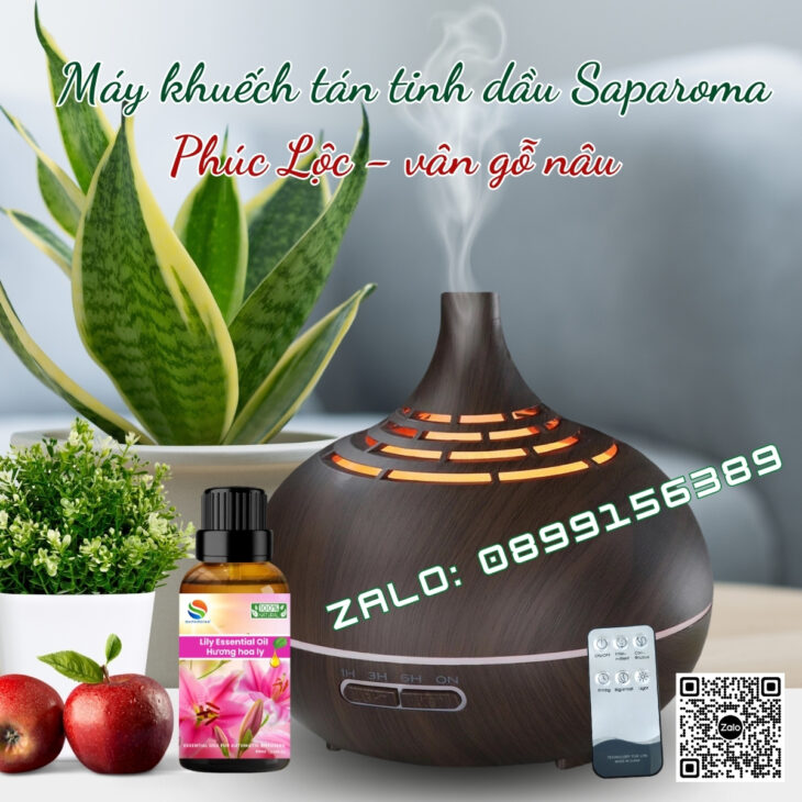(TẶNG TINH DẦU) Máy khuếch tán tinh dầu phun sương Saparoma Led 7 màu, thơm phòng, hỗ trợ khử mùi