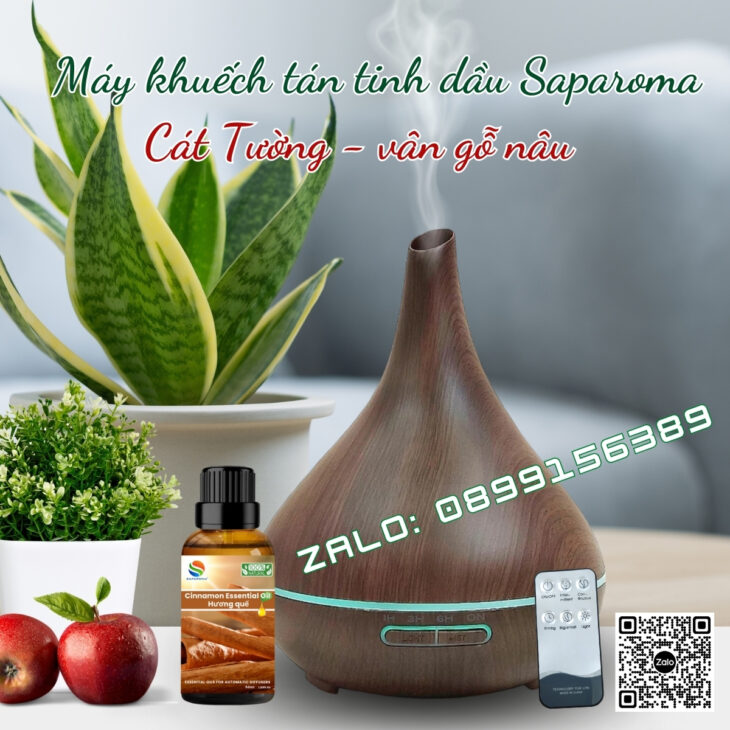 (TẶNG TINH DẦU) Máy khuếch tán tinh dầu phun sương Saparoma Led 7 màu, thơm phòng, hỗ trợ khử mùi