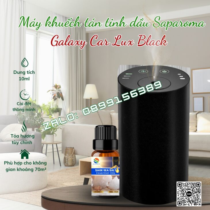 MÁY KHUẾCH TẠO HƯƠNG THƠM SAPAROMA GALAXY CAR, PIN TÍCH ĐIỆN, PHUN TINH DẦU TRỰC TIẾP, KHỬ MÙI Ô TÔ