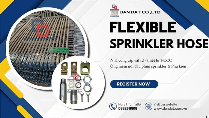 Ống nối mềm cho đầu phun, Ống mềm inox cấp nước đầu phun chữa cháy, Khớp nối mềm Sprinkler dài 700mm