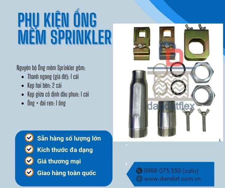 Ống nối mềm cho đầu phun, Ống mềm inox cấp nước đầu phun chữa cháy, Khớp nối mềm Sprinkler dài 700mm