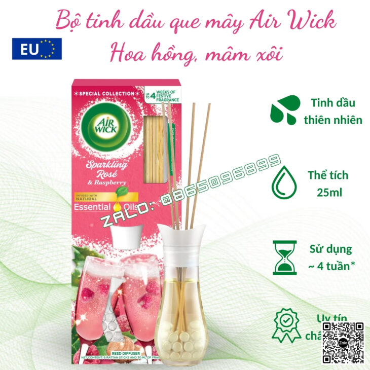 BỘ KHUẾCH TÁN QUE MÂY TINH DẦU CAO CẤP BARTEK 100ml, thơm phòng, hỗ trợ khử mùi, hàng chính hãng