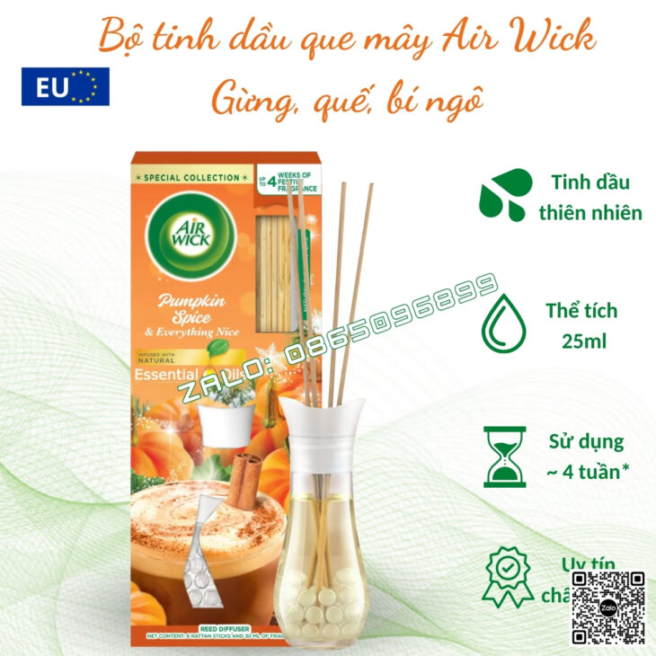 BỘ KHUẾCH TÁN QUE MÂY TINH DẦU CAO CẤP BARTEK 100ml, thơm phòng, hỗ trợ khử mùi, hàng chính hãng