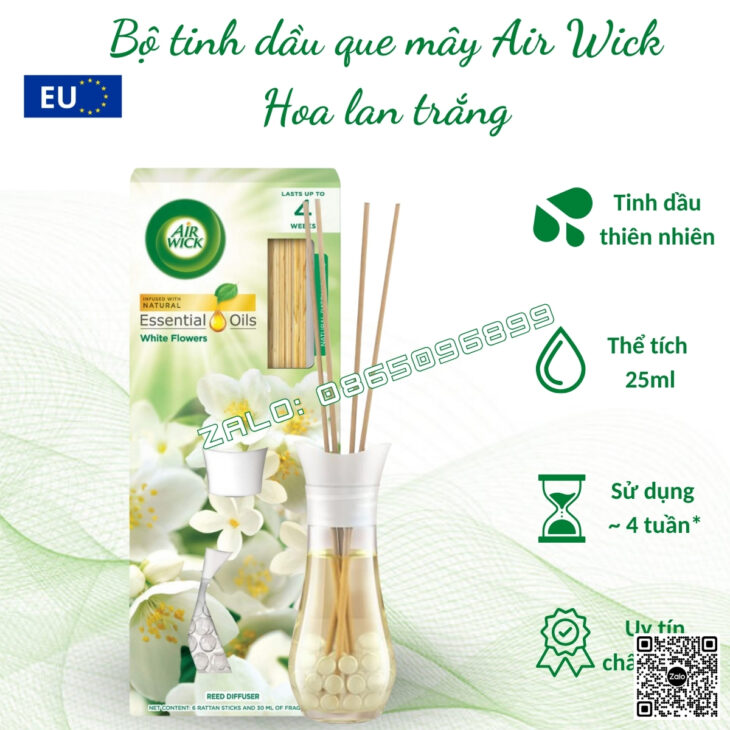 BỘ KHUẾCH TÁN QUE MÂY TINH DẦU CAO CẤP BARTEK 100ml, thơm phòng, hỗ trợ khử mùi, hàng chính hãng