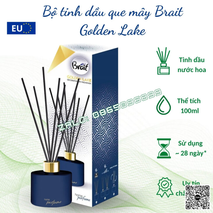 Bộ tinh dầu khuếch tán nhập khẩu Châu Âu Brait 100ml, hàng chính hãng EU, thơm phòng, hỗ trợ khử mùi