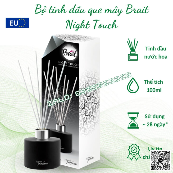 Bộ tinh dầu khuếch tán nhập khẩu Châu Âu Brait 100ml, hàng chính hãng EU, thơm phòng, hỗ trợ khử mùi