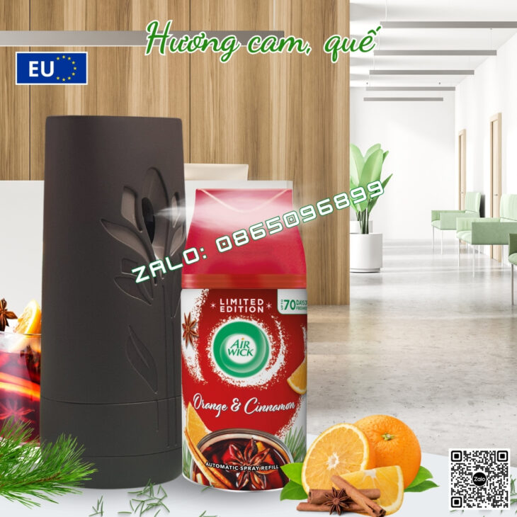 BỘ XỊT TINH DẦU TỰ ĐỘNG AIR WICK 250ML, HỖ TRỢ KHỬ MÙI, THƠM PHÒNG, NHẬP KHẨU CHÂU ÂU CHÍNH HÃNG