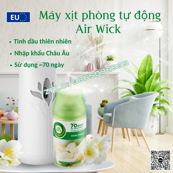 BỘ XỊT TINH DẦU TỰ ĐỘNG AIR WICK 250ML, HỖ TRỢ KHỬ MÙI, THƠM PHÒNG, NHẬP KHẨU CHÂU ÂU CHÍNH HÃNG