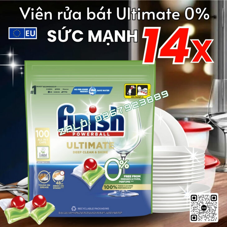 VIÊN RỬA BÁT HÀNG CHÍNH HÃNG CHÂU ÂU FINISH ULTIMATE ALL IN 1 – PHIÊN BẢN CAO CẤP SỨC MẠNH 14X