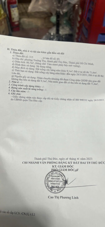 CHÍNH CHỦ CẦN BÁN LÔ ĐẤT MẶT TIỀN 80,7M2, 6,9 TỶ TẠI P TRƯỜNG THỌ, THỦ ĐỨC, TP HCM