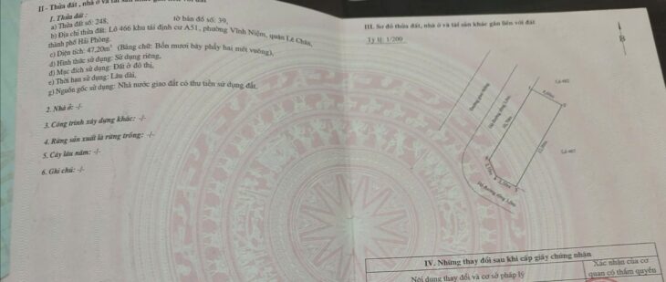 Bán đất lô góc 2 mặt tiền TĐC A51 Vĩnh Niệm, 47m, đường 12m, Giá 4 tỉ