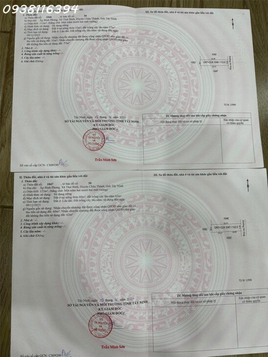 Cần bán gấp 2 mảnh đất thổ cư ngay gần đường Cách Mạng Tháng 8, trung tâm TP. Tây Ninh. Giá chỉ