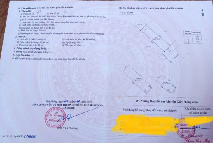 Bán liền kề dự án Việt Phát – Vĩnh Niệm, 77m 4 tầng, Giá 7.3 tỉ