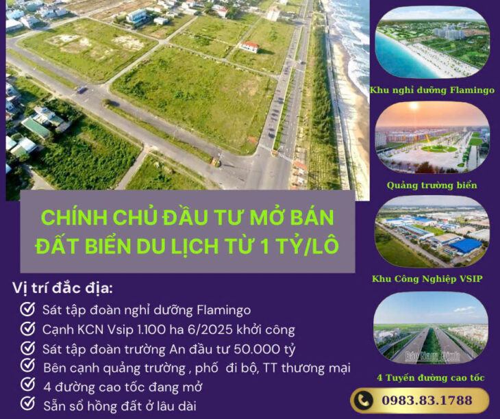 CHÍNH CHỦ ĐT MỞ BÁN ĐẤT BIỂN DU LỊCH – GIÁ CHỈ TỪ 10 TRIỆU/m2