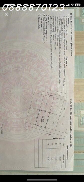 Bán đất nền giá cực chất 365 triệu, 222m2 tại xã Phước Hữu, Ninh Phước, Ninh Thuận