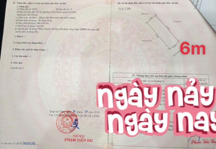 Bán đất cạnh Dự án Việt Phát – Vĩnh Niệm, 48m, ngõ 5m, Giá 2.48 tỉ , ô.tô ra vào