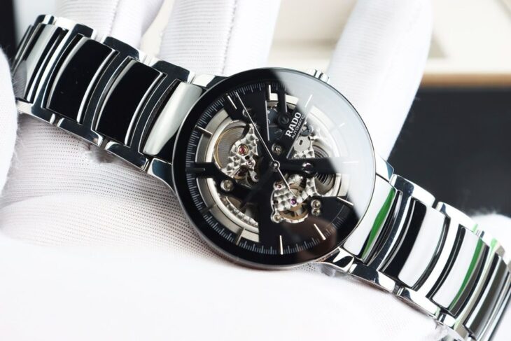 ĐH Nam : Rado Centrix R30178152 Automatic, đá Ceramic đen, Size 38mm Fullbox, Date 12/2023