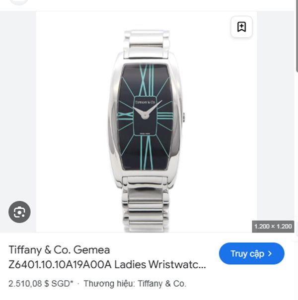 ĐH Nữ : Tiffany & Co. Gemea – Thép nguyên chiếc, Thiết kế mặt đen cọc giờ xanh Ngọc siêu hiếm đẹp…