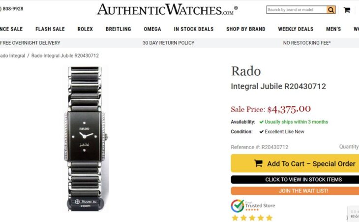 ĐH Nữ : Rado Integral Jubile R204307, Đá Ceramic, Niềng & cọc số Full Kim Cương, Siêu Đẹp.