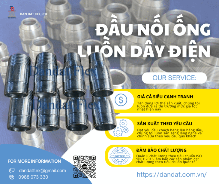 Đầu Nối Ống Luồn Dây Điện – Ống luồn dây điện bọc nhựa bọc lưới inox, Đầu nối phụ kiện ống luồn dây