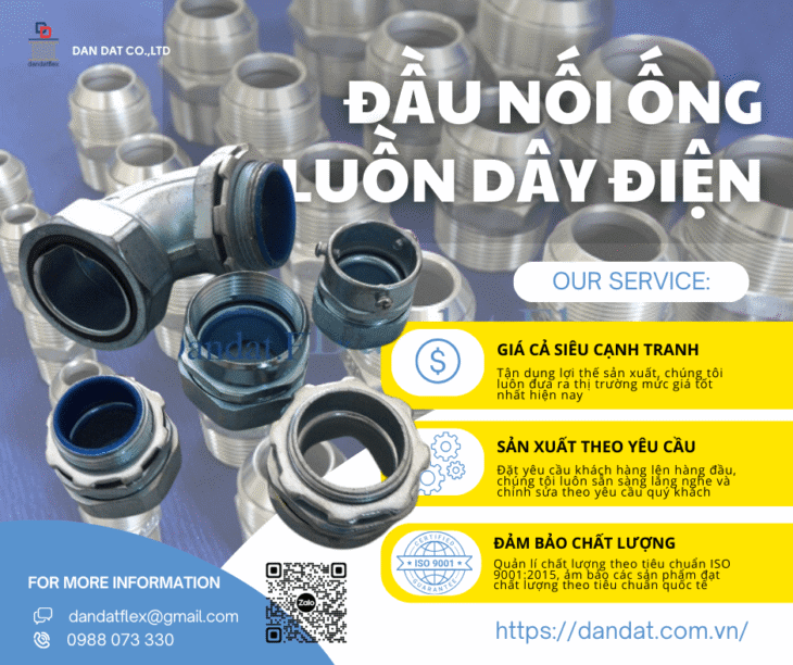 Đầu Nối Ống Luồn Dây Điện – Ống luồn dây điện bọc nhựa bọc lưới inox, Đầu nối phụ kiện ống luồn dây