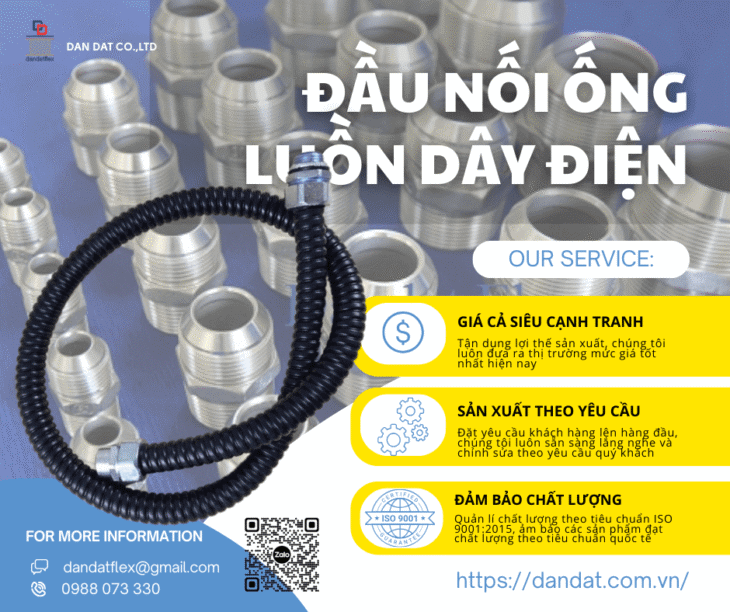 Đầu Nối Ống Luồn Dây Điện – Ống luồn dây điện bọc nhựa bọc lưới inox, Đầu nối phụ kiện ống luồn dây