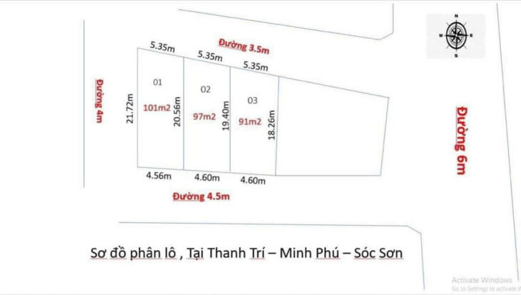 BÁN ĐẤT THANH TRÍ, MINH PHÚ, SÓC SƠN, HÀ NỘI. 97M2, 2 MẶT TIỀN. GIÁ 24,5 TR/M