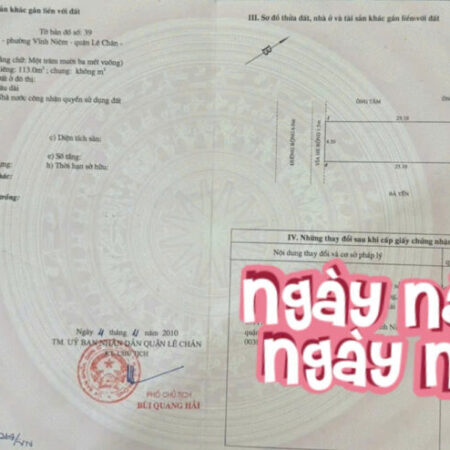 Đất mặt đường Vĩnh Tiến vô cùng đẹp, 113m, ngang 4.5, Giá 60 tr/m