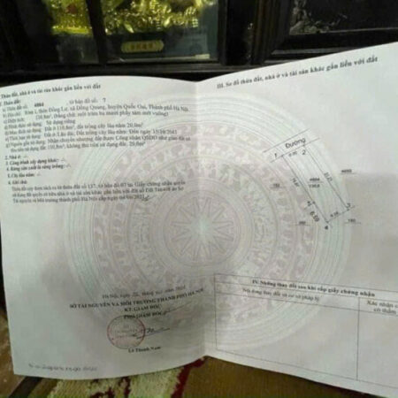 BÁN ĐẤT THỔ CƯ 130M2,ĐỒNG QUANG, QUỐC OAI – HÀ NỘI – SỔ ĐỎ CHÍNH CHỦ