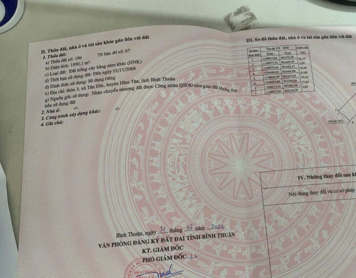 Bán Gần 2 Sào ĐẤT – Vị Trí Tại : Thôn 3 – Xã Tân Đức – Huyện Hàm Tân – Tỉnh Bình Thuận