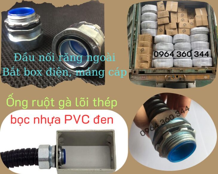 Ống sun sắt bọc nhựa PVC đen luồn dây điện