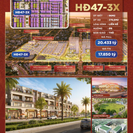 CẦN BÁN GẤP LIÊN KỀ HƯNG ĐÔNG TẠI VINHOMES WONDER ĐAN PHƯỢNG