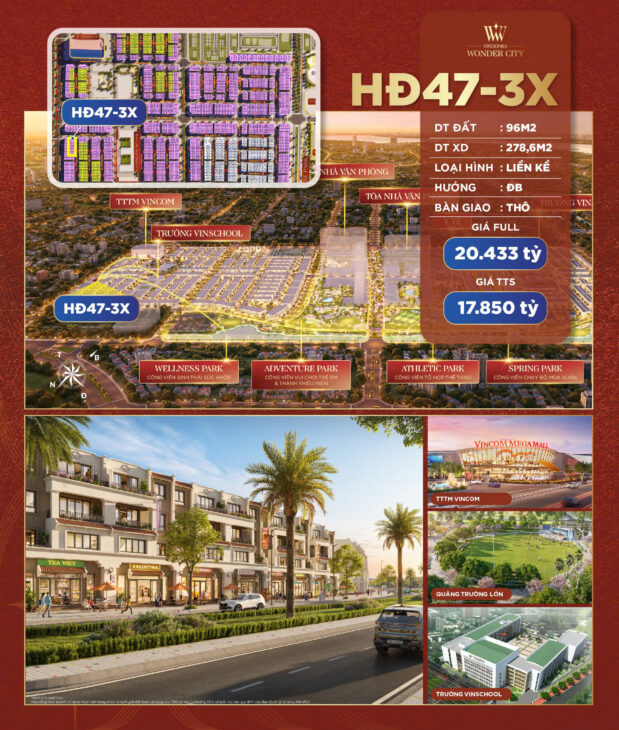 CẦN BÁN GẤP LIÊN KỀ HƯNG ĐÔNG TẠI VINHOMES WONDER ĐAN PHƯỢNG