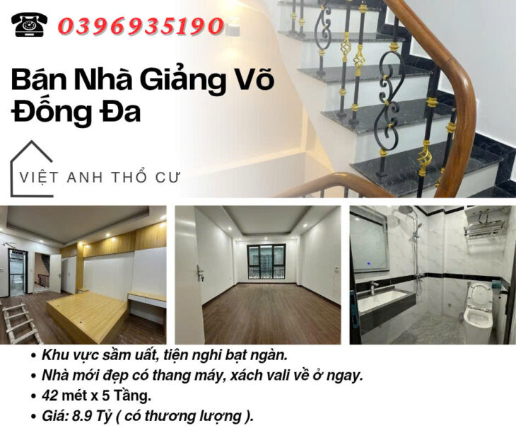 Bán nhà Phố Giảng Võ, Nhà Mới Thang Máy, Cách Ô Tô 20m, 42mx5T, Giá: 8.9 Tỷ, Lh: 0396935190.