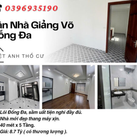 Bán nhà Phố Giảng Võ, Nhà Đẹp Ở Ngay, Thang Máy Xịn, 40mx5T, Giá: 8.7 Tỷ, Lh: 0396935190.