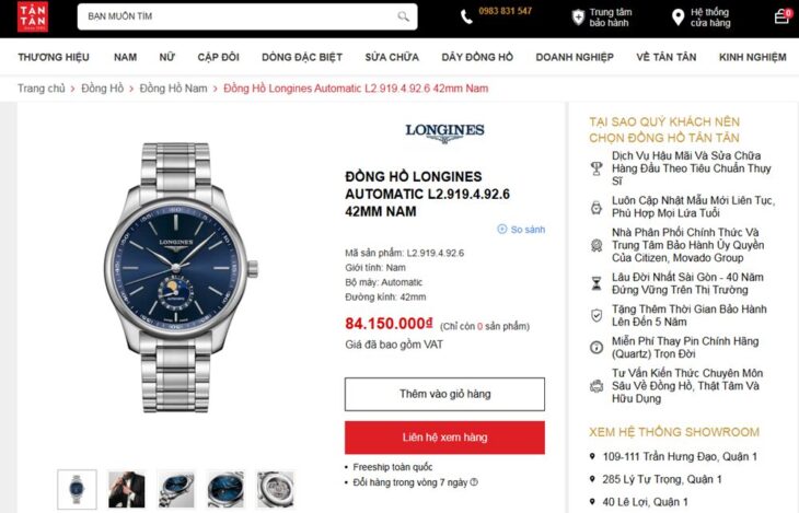 ĐH nam Longines Master MoonPhase L2.919.4.92.6 Automatic size 42mm Fullbox ( Date 7/2023 )