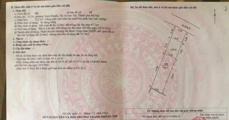 GIÁ TỐT – CHÍNH CHỦ CẦN BÁN ĐẤT 132,7M2 Ở ĐÔ THỊ TẠI NGÕ 38, ĐƯỜNG ĐÁ BẠC, PHƯỜNG XUÂN KHANH, SƠN
