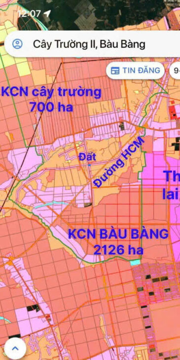 ĐẤT NẰM GIỮA 2KCN BẦU BÀNG VÀ CÂY TRƯỜNG