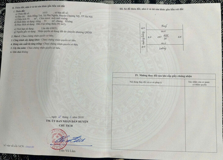Chủ cần bán lô đất 91m tại đồng trữ phú nghĩa chương mỹ