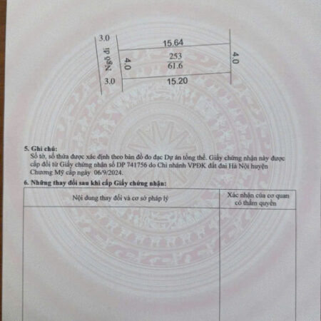 Hơn 1 tỷ có ngay mảnh tại Tốt Động – Chương Mỹ – Hà Nội. – DT: 61,6 m2 mặt tiền 4. hậu 4.