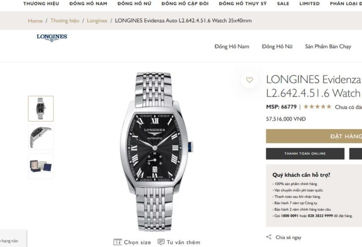 ĐH Nam : Longines Evidenza L2.642.4.51.6 Automatic, coc số la mã, Size 39mm Fullbox