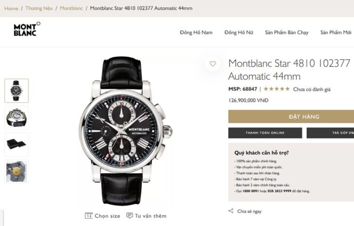 Đồng Hồ Nam : Montblanc Star 4810 Chronograph Automatic, bản dây da, Size 44mm – Fullbox.