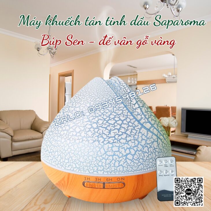 MÁY XÔNG TINH DẦU SAPAROMA 550ml, PHUN SƯƠNG BÙ ẨM, THƠM PHÒNG, HỖ TRỢ KHỬ MÙI, XUA ĐUỔI MUỖI