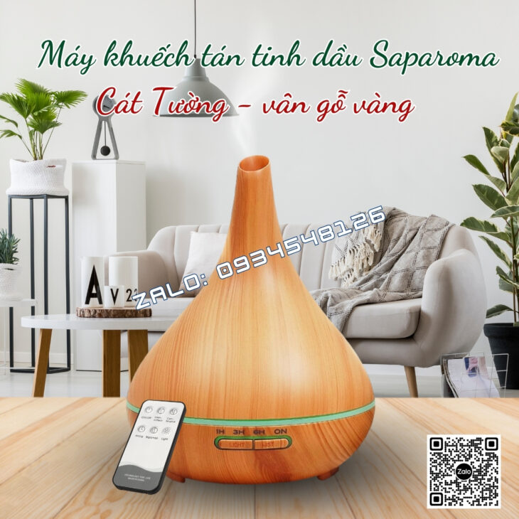 MÁY XÔNG TINH DẦU PHUN SƯƠNG SAPAROMA 550ml, THƠM PHÒNG, THƯ GIÃN, HỖ TRỢ KHỬ MÙI, XUA ĐUỔI MUỖI