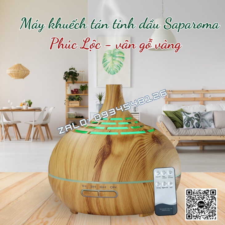 MÁY XÔNG TINH DẦU PHUN SƯƠNG SAPAROMA 550ml, THƠM PHÒNG, THƯ GIÃN, HỖ TRỢ KHỬ MÙI, XUA ĐUỔI MUỖI