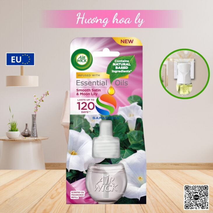 Lọ tinh dầu thiên nhiên Air Wick 19ml, thơm phòng, hỗ trợ khử mùi, thư giãn, giảm stress