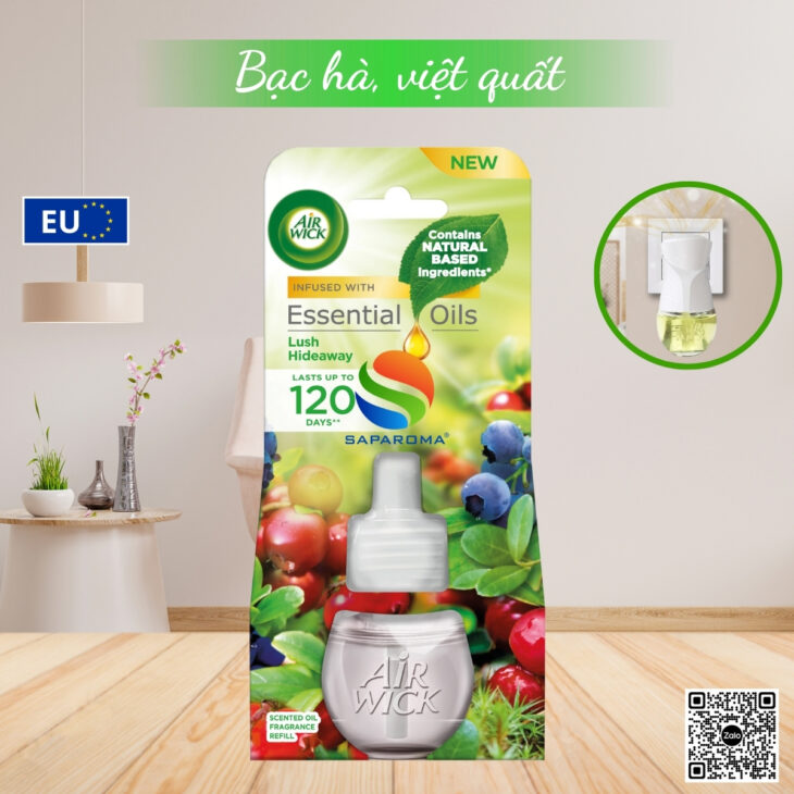 Lọ tinh dầu thiên nhiên Air Wick 19ml, thơm phòng, hỗ trợ khử mùi, thư giãn, giảm stress